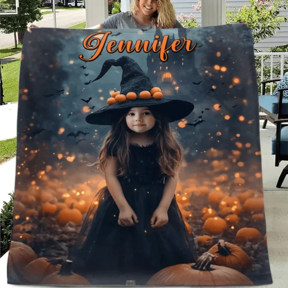 Pumpkin Castle - Personalised Witch Photo Halloween Blanket - Gifts for Children - Joliny