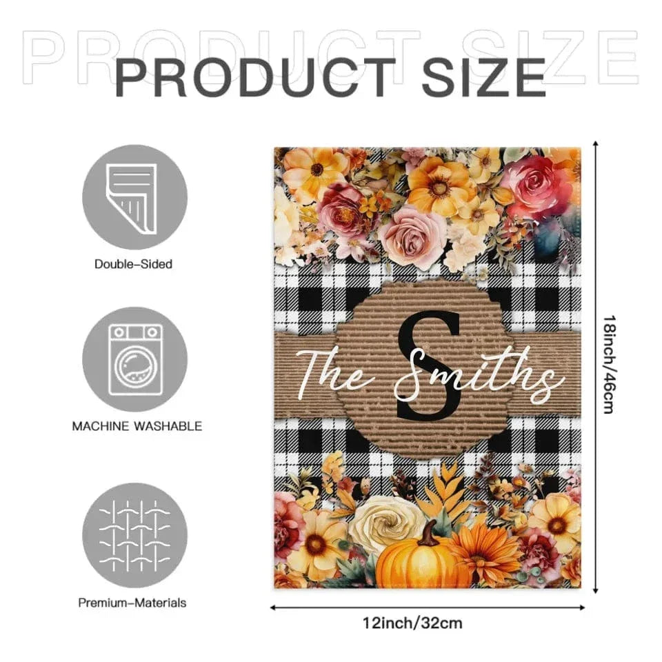 Pumpkins and Flowers - Personalised Halloween Double Sided Flag - Gifts for the Family - Joliny