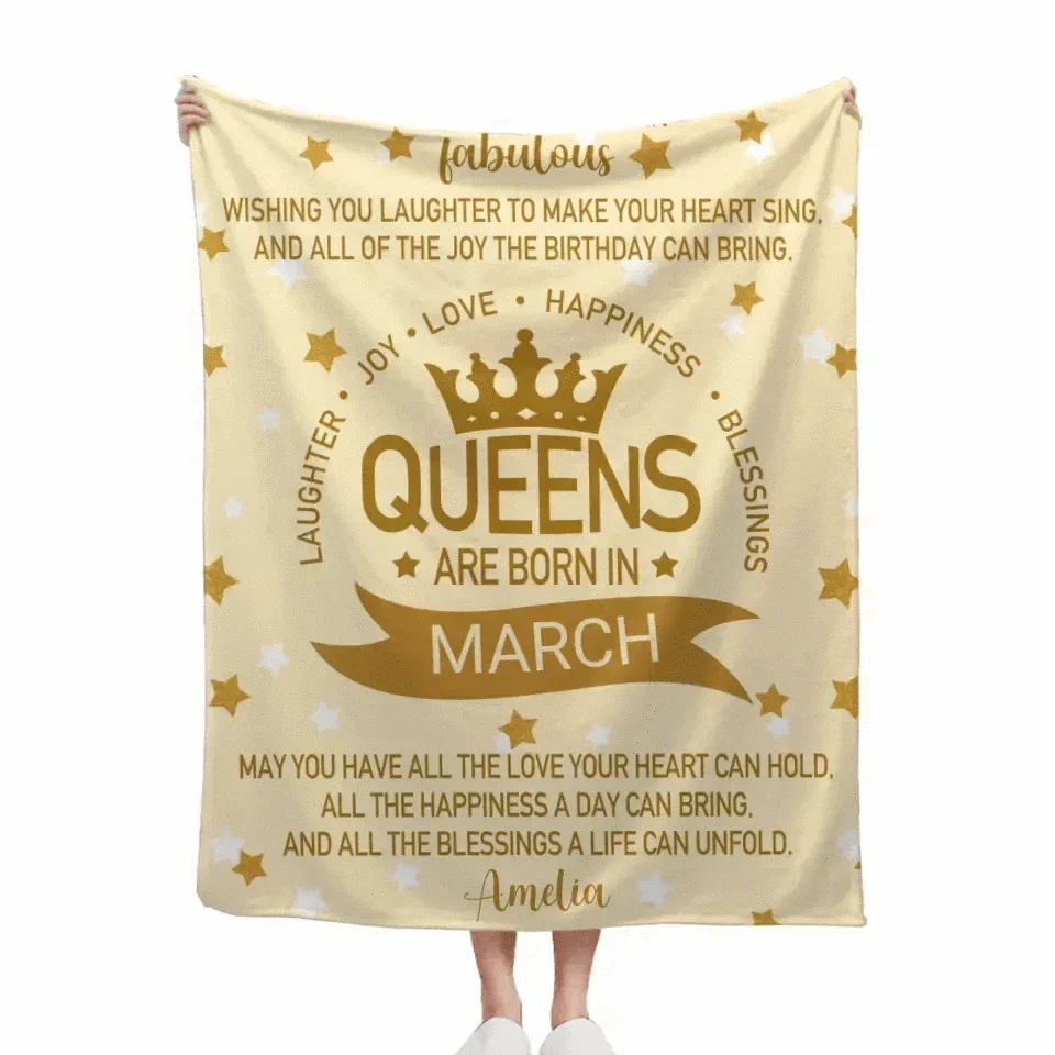 Queens Are Born In - Personalized Blanket Gifts For Girls Wife Mom Grandma... - Joliny