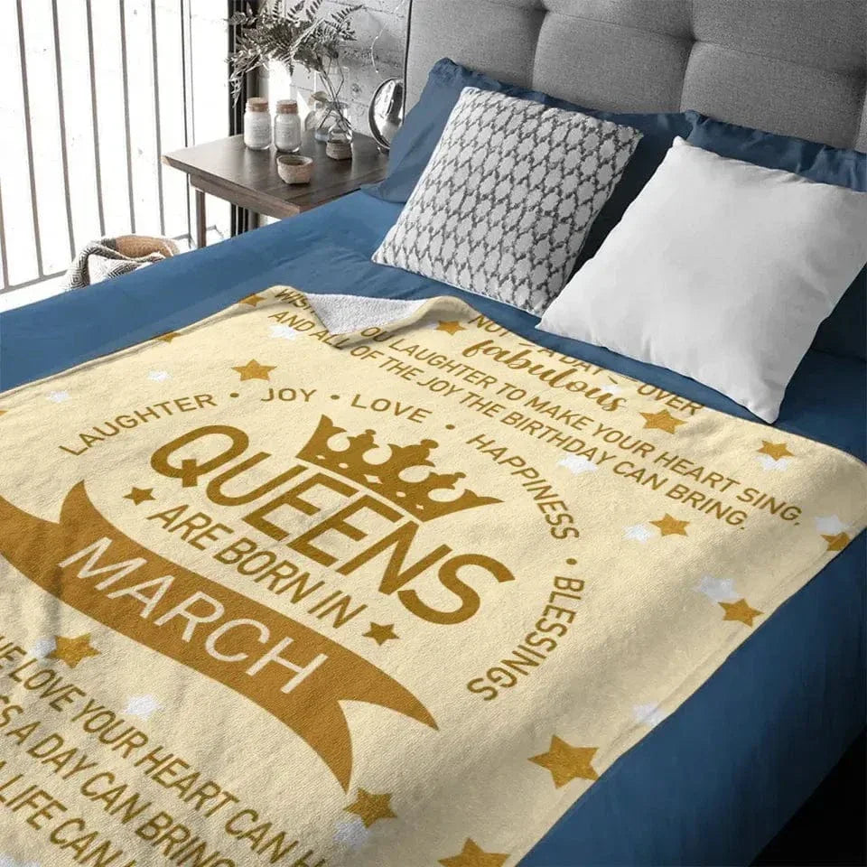 Queens Are Born In - Personalized Blanket Gifts For Girls Wife Mom Grandma... - Joliny
