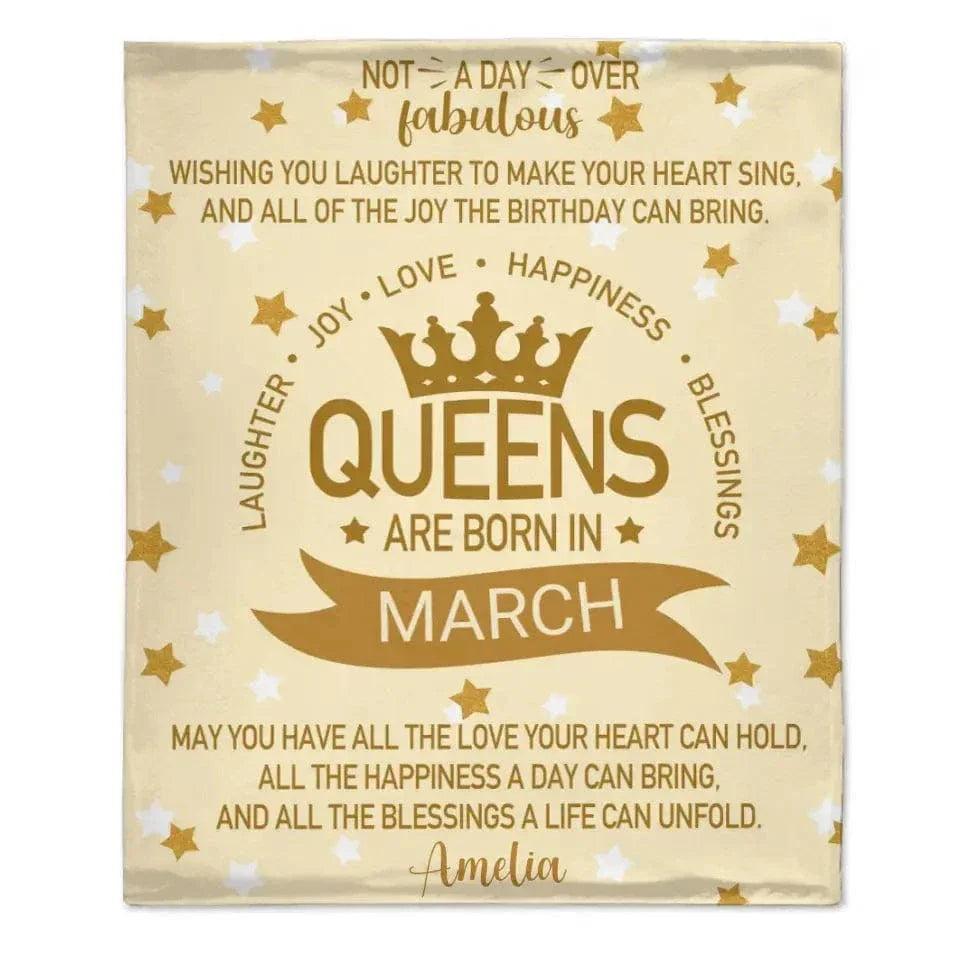 Queens Are Born In - Personalized Blanket Gifts For Girls Wife Mom Grandma... - Joliny