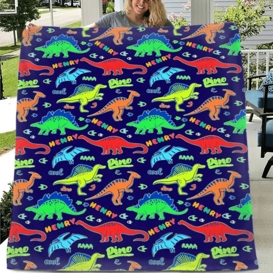 Raaa! Cool Fluorescent Cartoon Dinosaur Blanket - Gift For Kids Who Love Dinosaurs! - Joliny