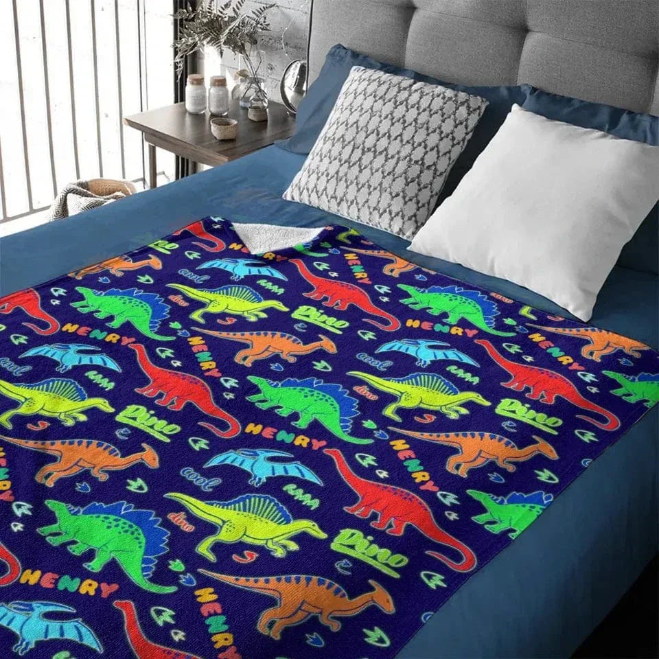 Raaa! Cool Fluorescent Cartoon Dinosaur Blanket - Gift For Kids Who Love Dinosaurs! - Joliny