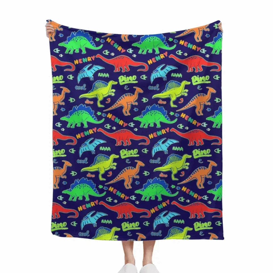 Raaa! Cool Fluorescent Cartoon Dinosaur Blanket - Gift For Kids Who Love Dinosaurs! - Joliny