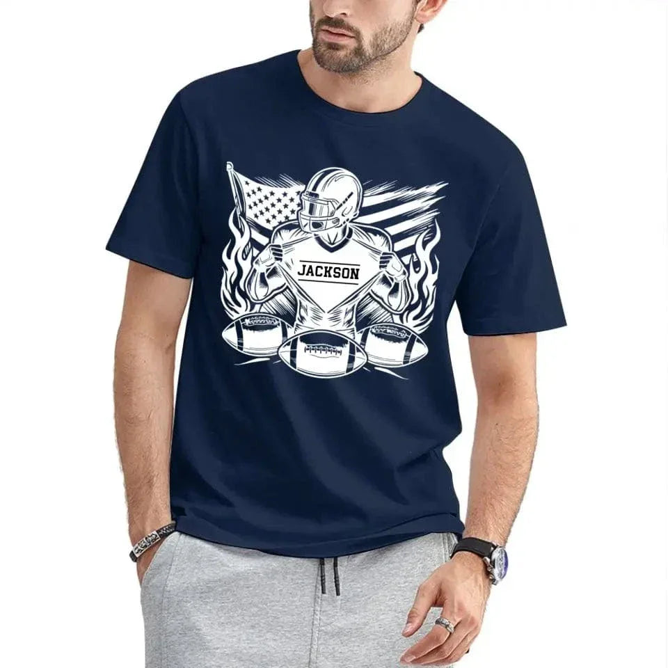 Rugby Mania Personalized Name Custom T-Shirt - Touchdown Gifts for Rugby Fans - Joliny