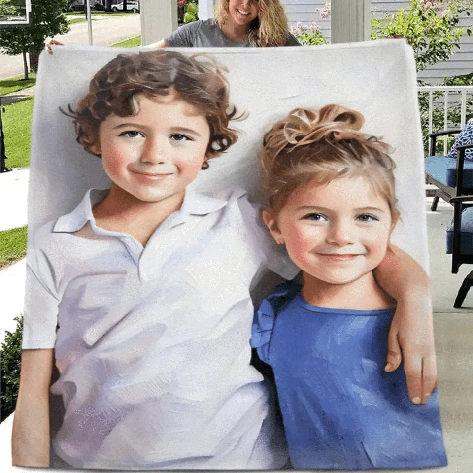 Select Blanket Art Style: Sketch or Oil Painting - Customized Gifts - Joliny