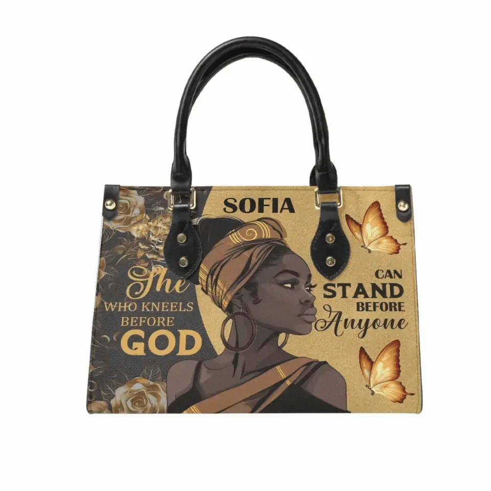 She Who Kneels Before God Can Stand Before Anyone - Personalized Leather Bag - Joliny