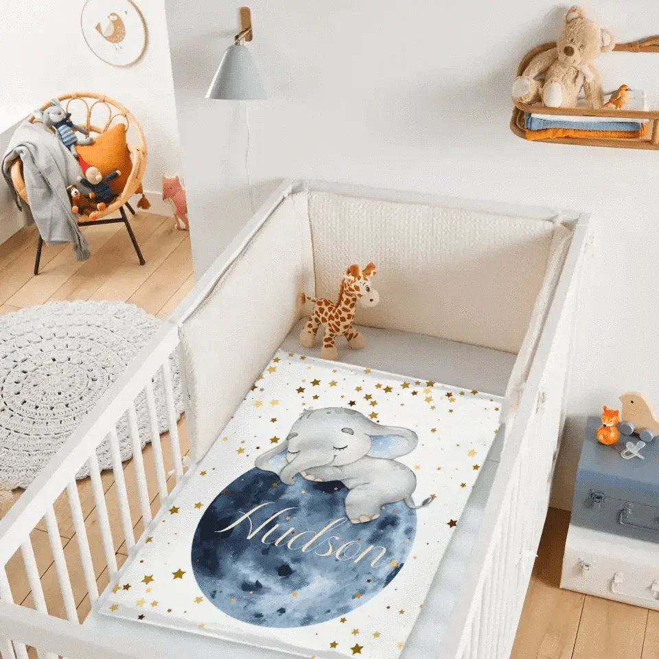 Sleeping Elephant Name Customized Kids Blanket Gift for Boys and Girls - Joliny