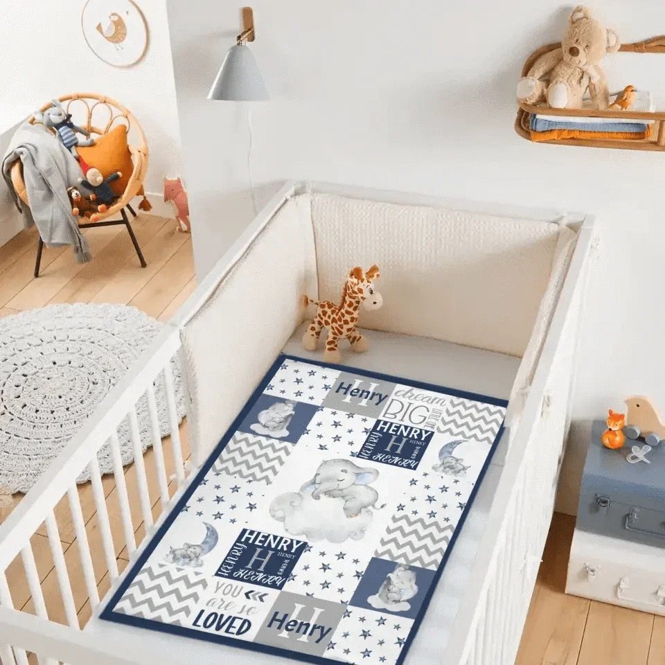 Sleeping Elephant Star Name Customized Baby Blanket - Joliny