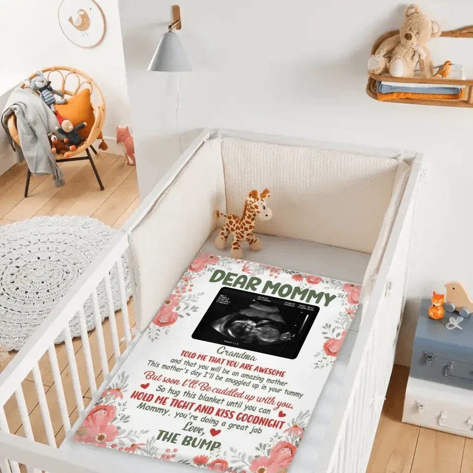 Soon I’ll Be Cuddled Up With You - Family Personalized Custom Photo Blanket - Baby Shower Gift, Gift For First Mom - Joliny