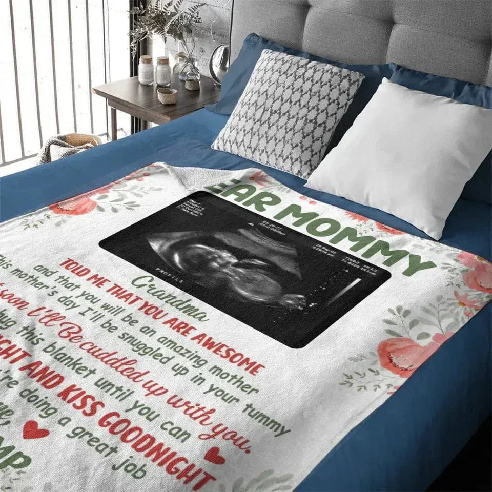 Soon I’ll Be Cuddled Up With You - Family Personalized Custom Photo Blanket - Baby Shower Gift, Gift For First Mom - Joliny