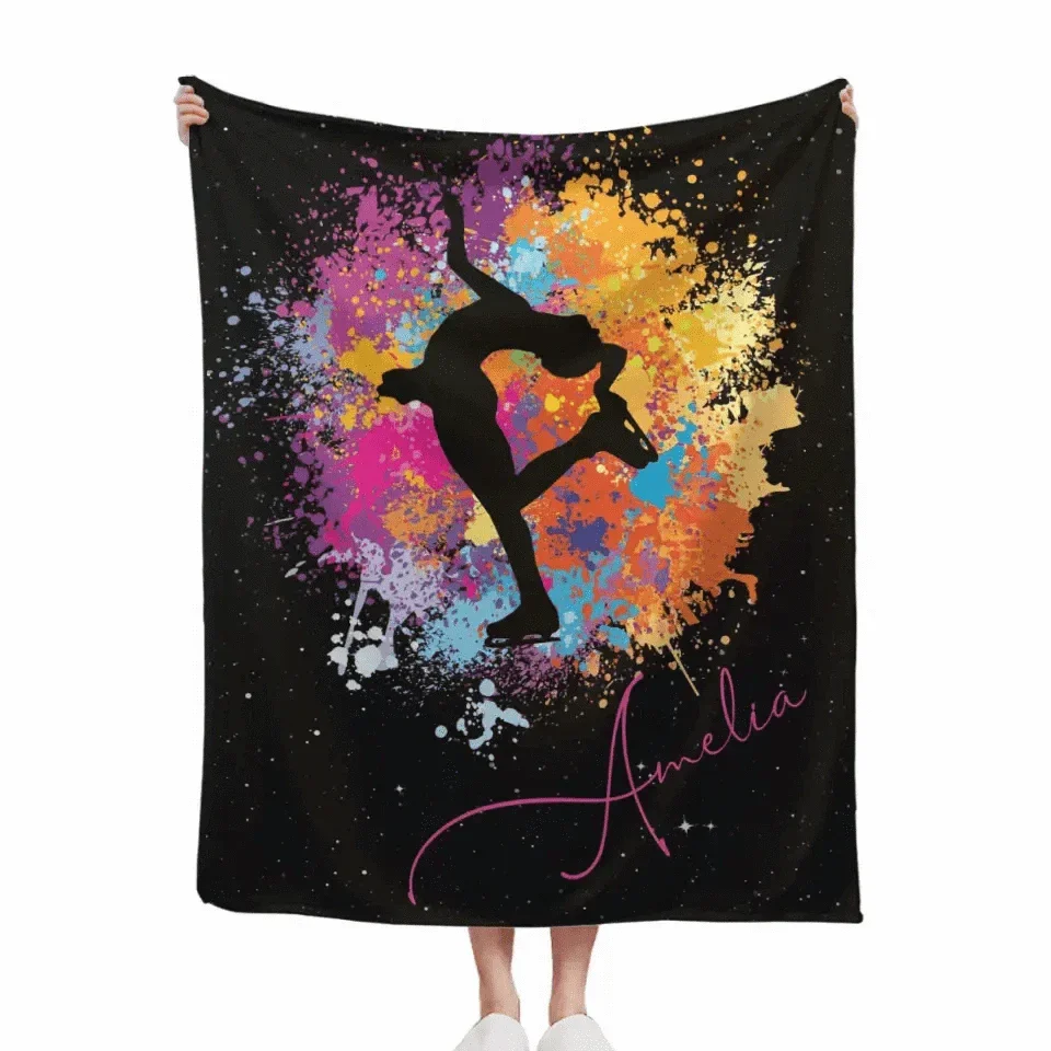 Sports Girl Personalized Blanket - Ice Skating Skiing Horseback Riding Rock Climbing - Gifts for Girls - Joliny