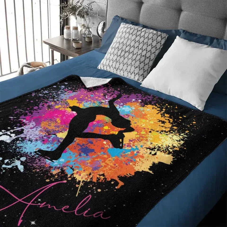 Sports Girl Personalized Blanket - Ice Skating Skiing Horseback Riding Rock Climbing - Gifts for Girls - Joliny