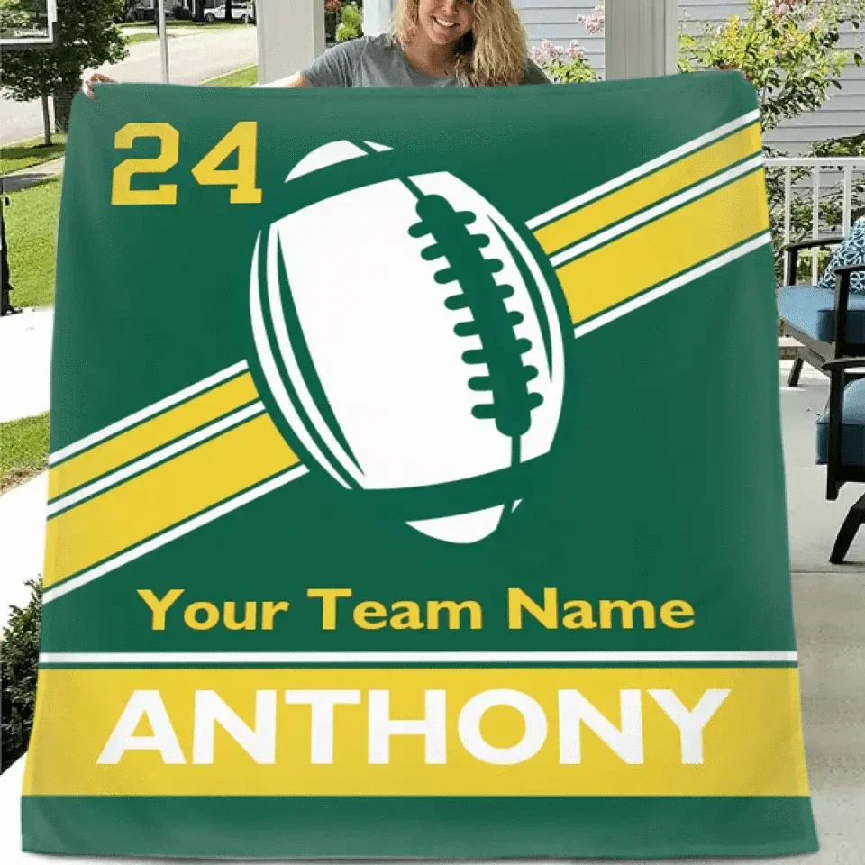 Sports Mania - Personalized Classic Football Team Flannel Blanket - The Ultimate Fan Gift - Joliny