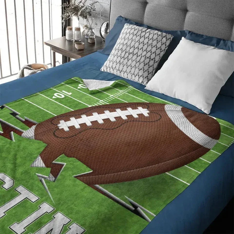 Sports Passion Personalized Name Custom Football Blanket, The Ultimate Fan Gift - Joliny