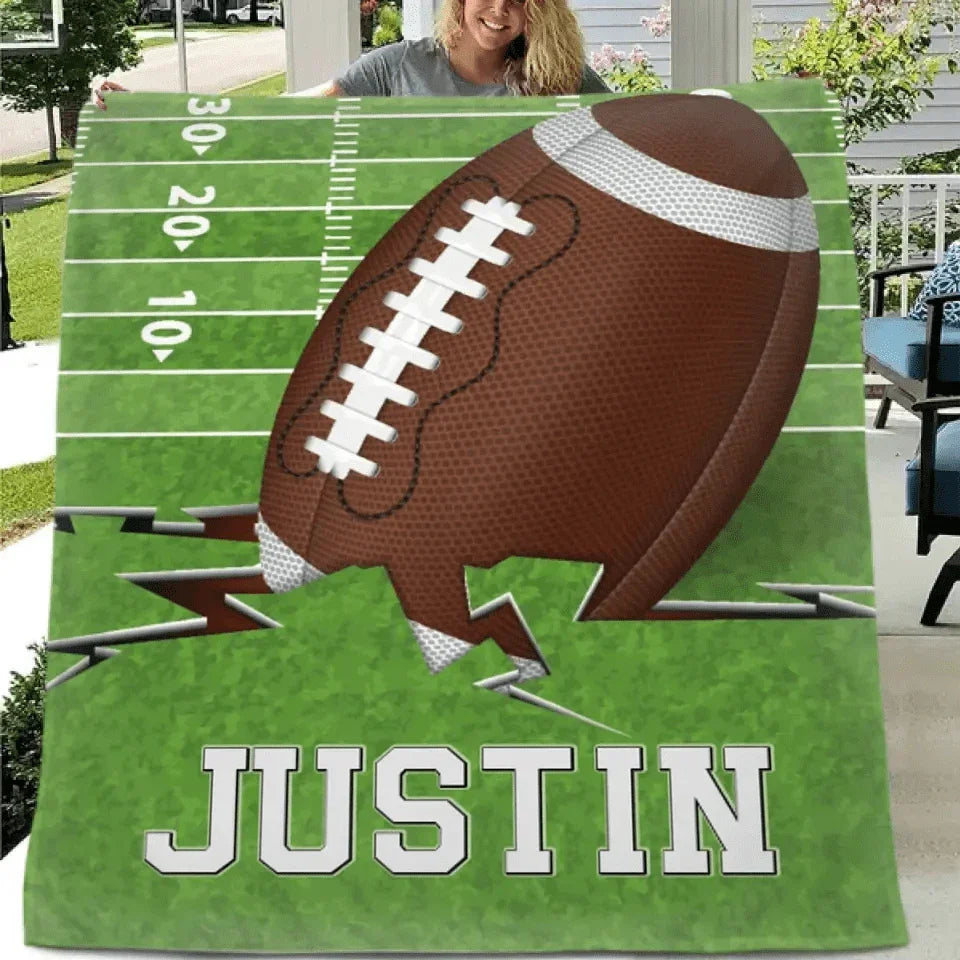 Sports Passion Personalized Name Custom Football Blanket, The Ultimate Fan Gift - Joliny