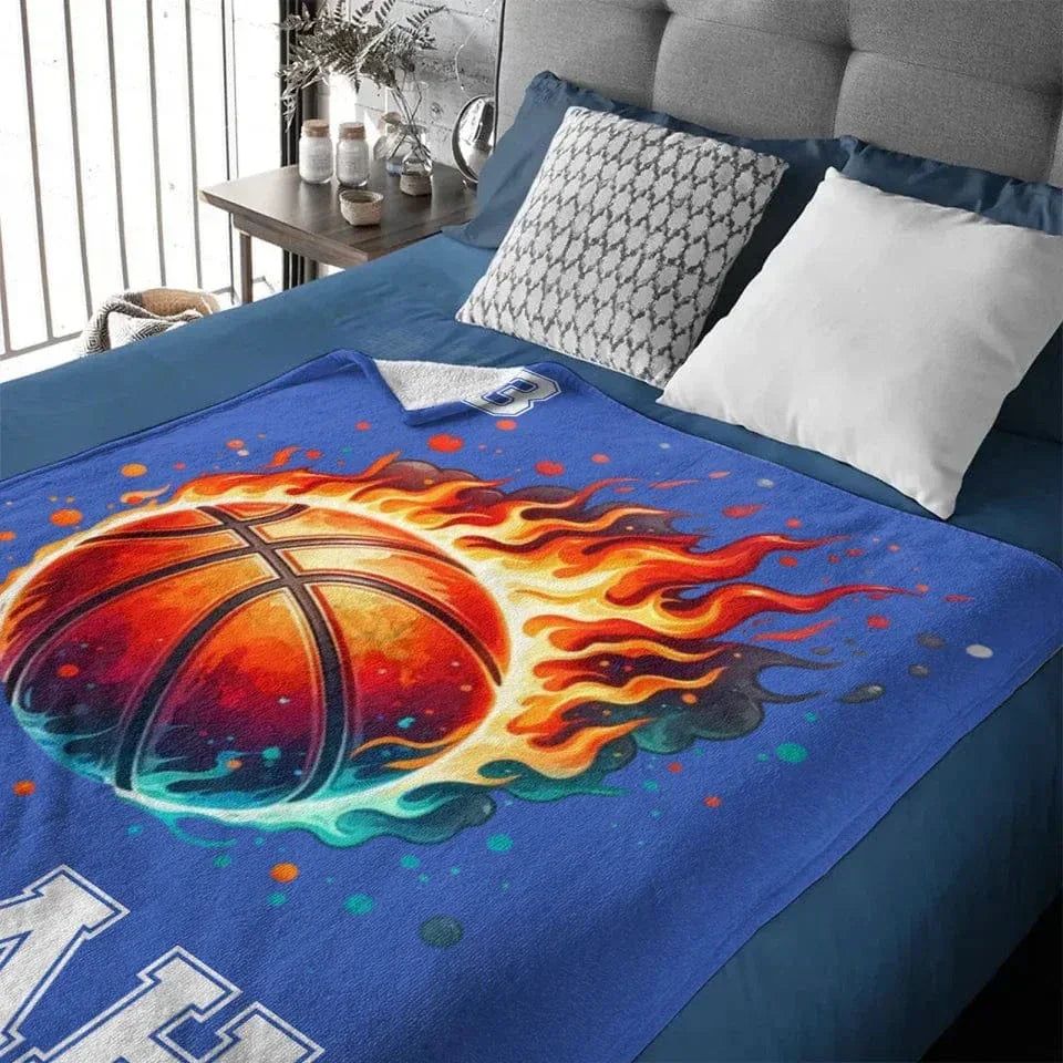 Sportsmanship Customized Ball Sports Blankets - Personalized Name And Number Multiple Balls Memorial Blanket - A Gift For Sports Lovers - Joliny