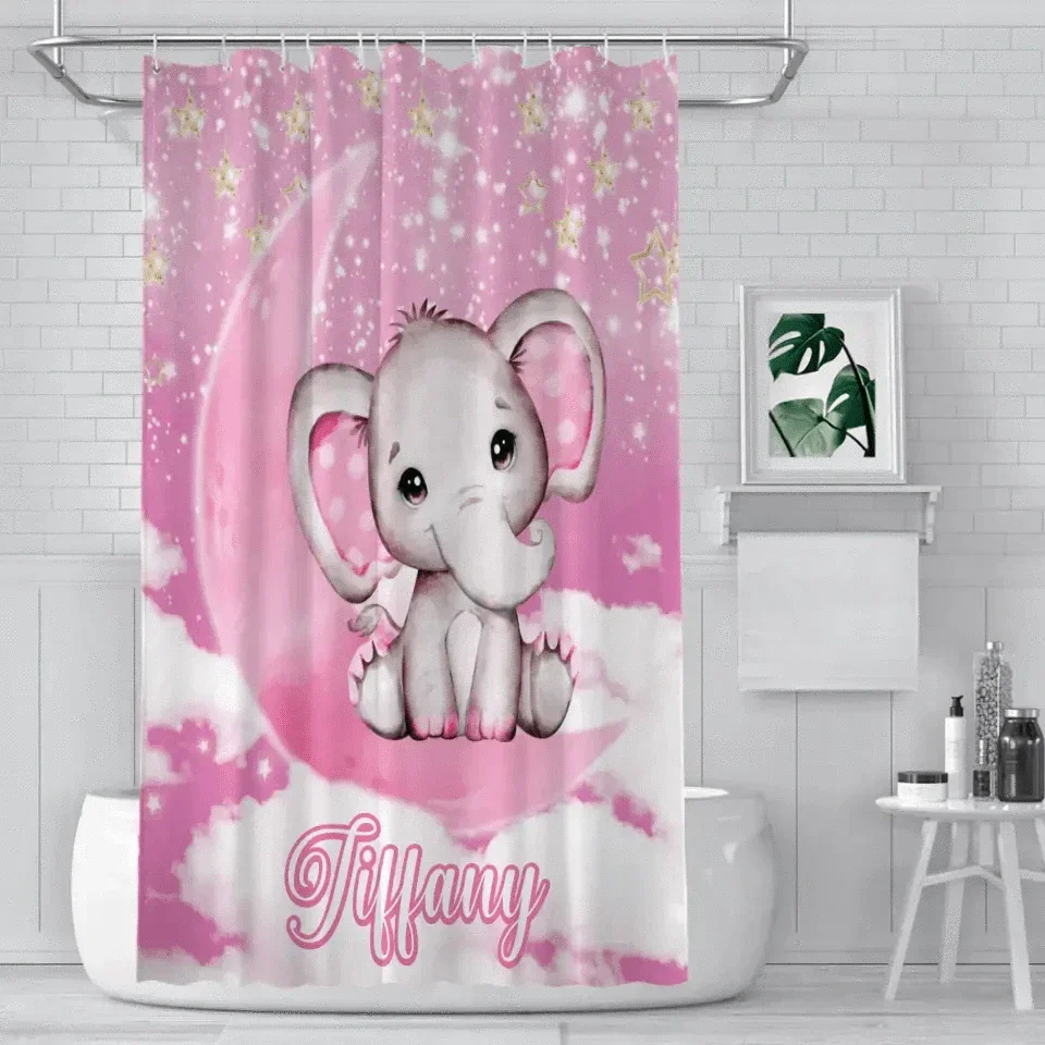 Starlet Elephant Name Custom Shower Curtain - Bathroom Decorating - Joliny