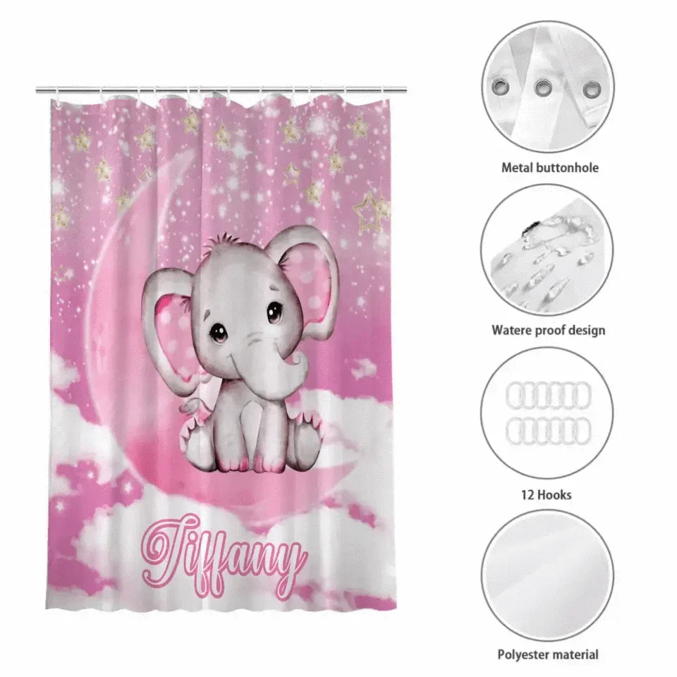 Starlet Elephant Name Custom Shower Curtain - Bathroom Decorating - Joliny
