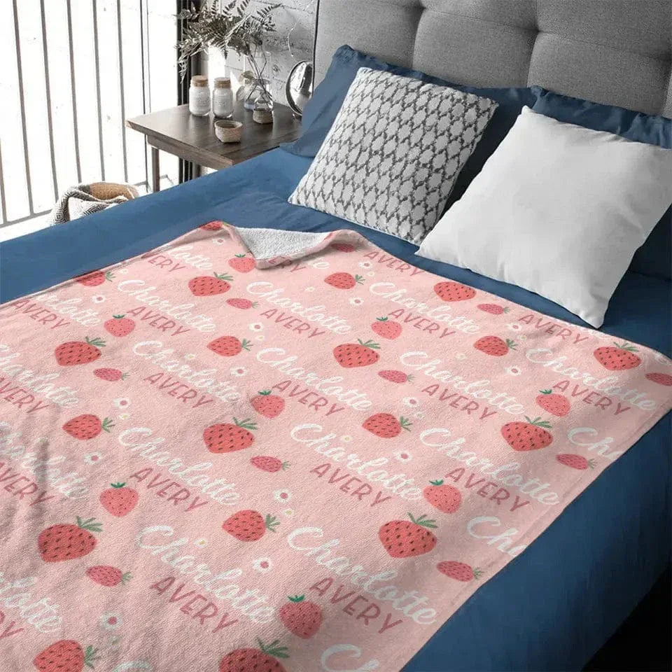 Strawberry Name Customized Blanket Gift for Girls - Joliny