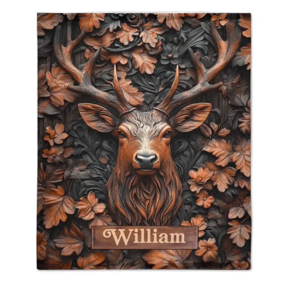 Stunning Deer Custom Blanket - Personalized Name Art Embossed Deer Pattern Blanket - A Gift For Friend - Joliny
