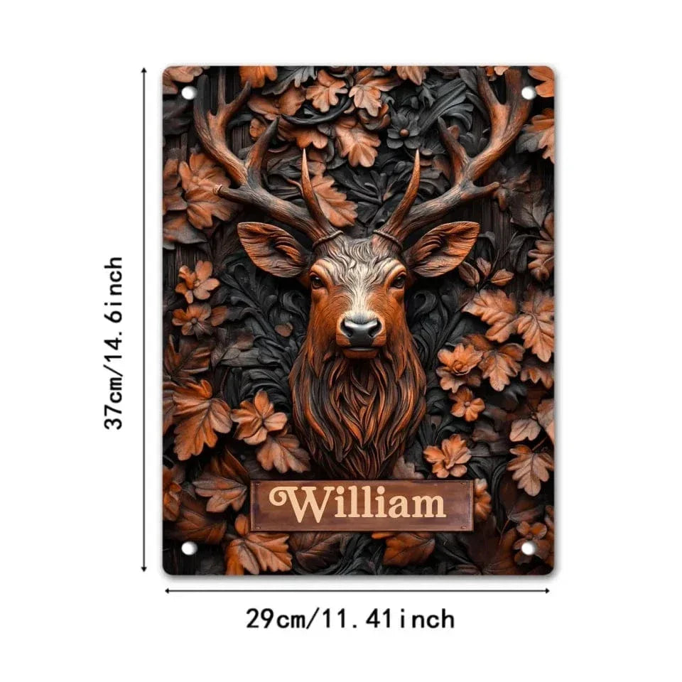 Stunning Deer Custom Tinfoil Wall Scroll - Personalized Name Art Embossed Deer Pattern Metal Pictorials - A Gift For Friend - Joliny