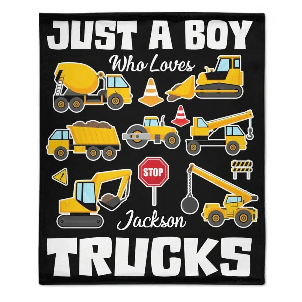 Construction Vehicle Truck Collection - Customized Children's Name Blanket - Joliny
