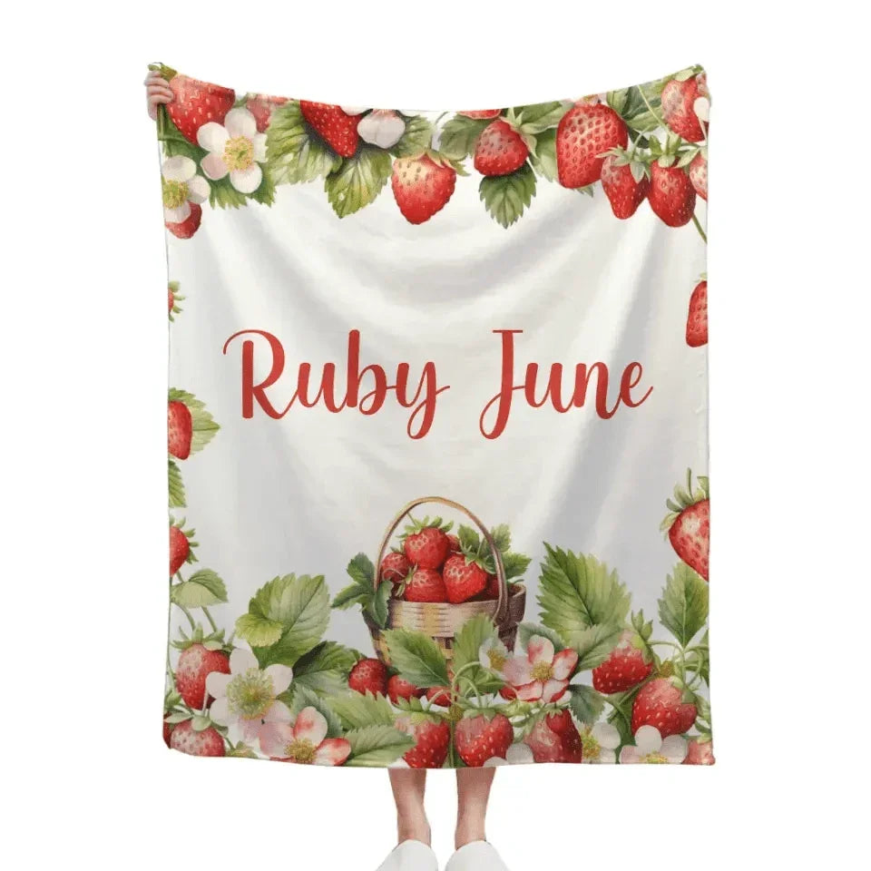 Strawberry Name Customized Blanket Gift for Girls - Joliny