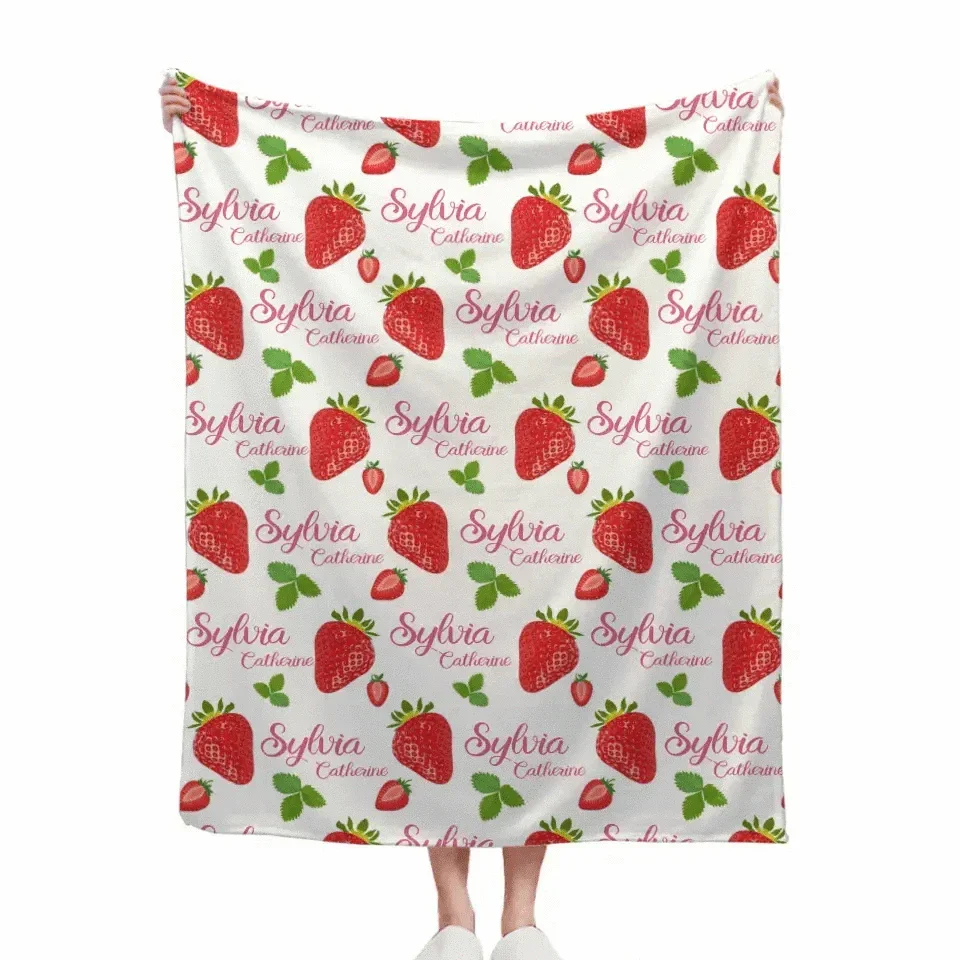 Strawberry Name Customized Blanket Gift for Girls - Joliny
