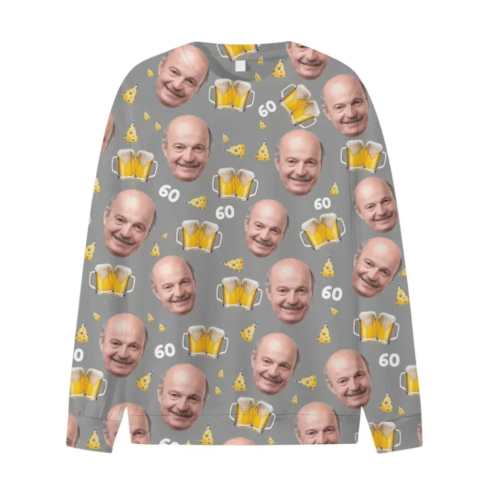 Customized Beer Celebration T-shirt - Beer and Pointy Hat Pattern Personalized Photo Clothes - A Gift For Party Host,Birthday Person,Friends,Colleague - Joliny