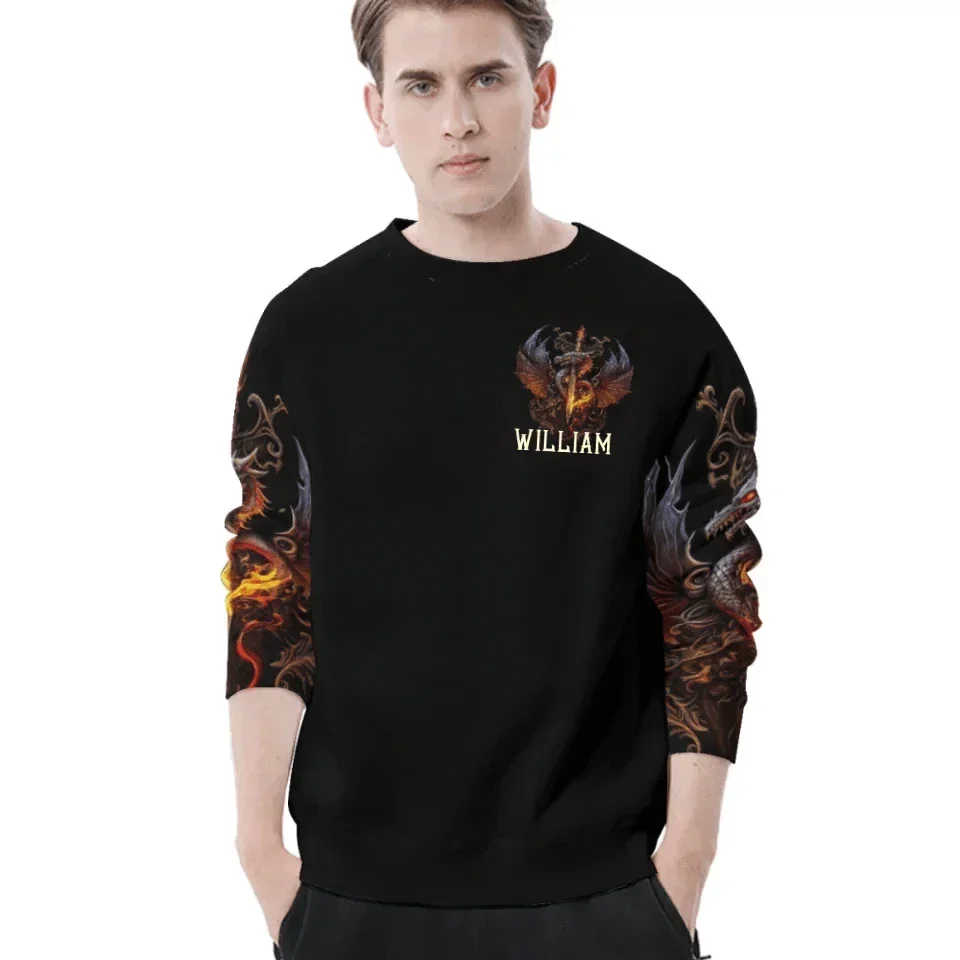 Customized Dragon Pattern Clothing - Personalized Name Oriental Dragon And Sword Full Width Printed Costume - A Gift Fmartial Arts Enthusiastor,Friend,Men - Joliny