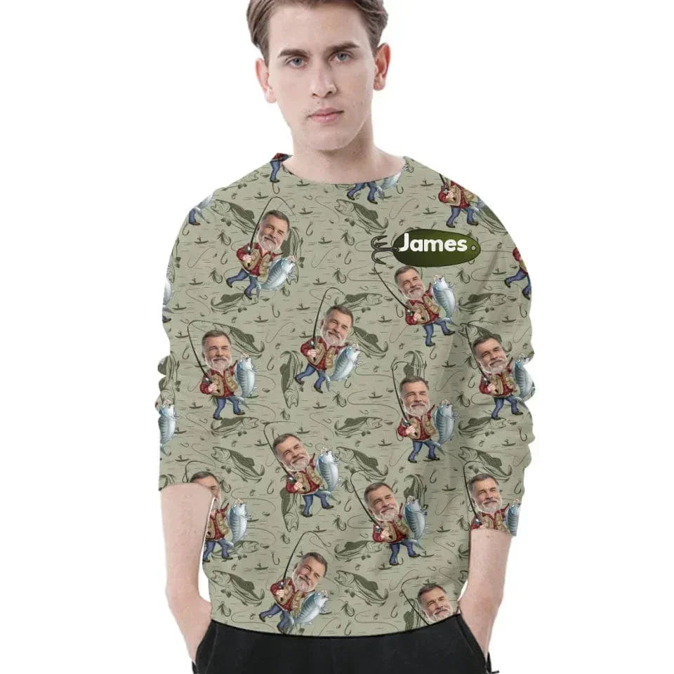 Funny Caricature Face - Personalized Fishing Full Body Print Shirt - Gift for Fishing Enthusiasts - Joliny