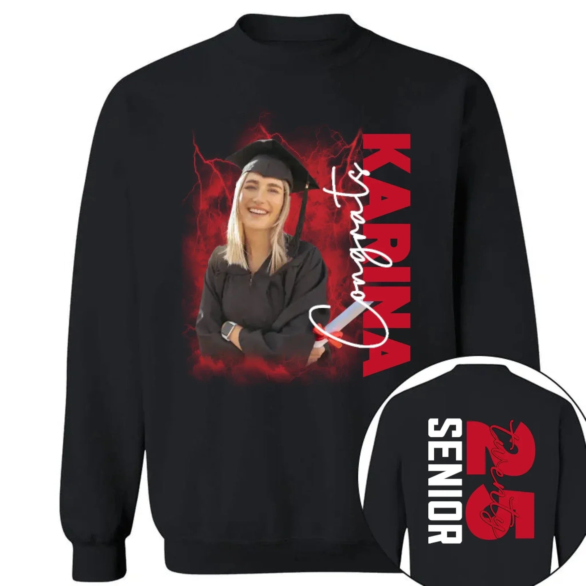 Customized 2025 Graduation Season T-shirt - Personalized Commemorative Graduation Clothing with Background,Photo,Name,Number and Text - Gifts for Family,Children,Grandchildren - Joliny