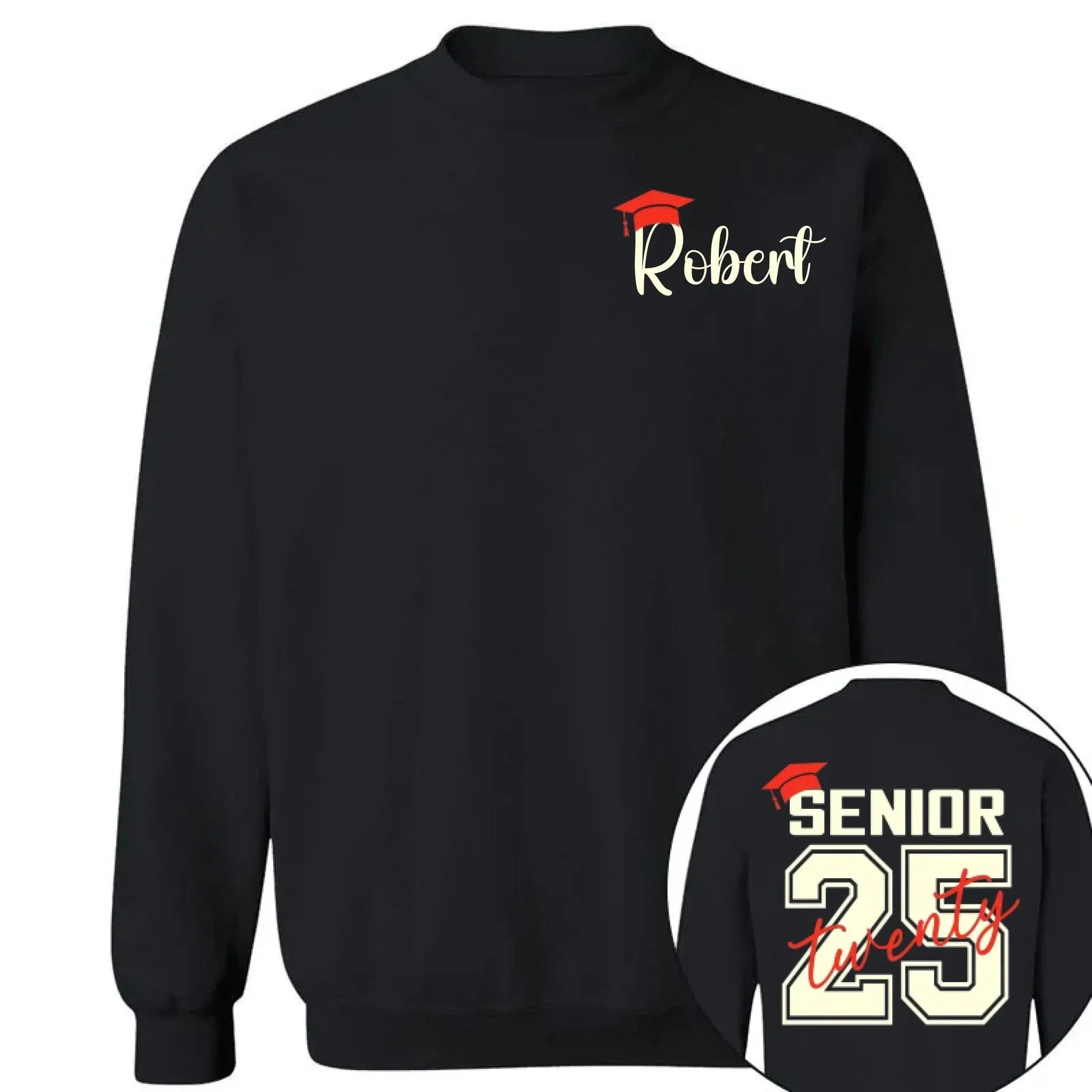 Customized Bachelor's Cap Pattern Graduation T-shirt - Personalized Name Pattern Graduation Cap Clothing for the Academic Year- Gifts for Family,Grandchildren,Graduate - Joliny