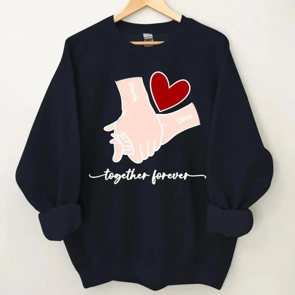 Customized Couple T-shirt - Holding Hands Love Pattern Costume with Personalized Name and Theme Text - A Gift For Boyfriend,Girlfriend,Husband,Wife - Joliny