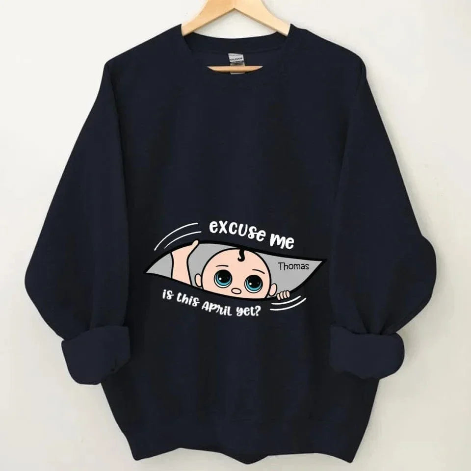 Customized Maternity Clothe - Personalized Cartoon Baby Image,Name and Month for Mom-To-Be Clothing - A Gift For Maternal,Wife - Joliny