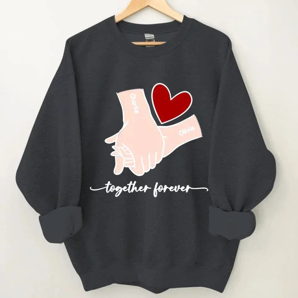 Customized Couple T-shirt - Holding Hands Love Pattern Costume with Personalized Name and Theme Text - A Gift For Boyfriend,Girlfriend,Husband,Wife - Joliny