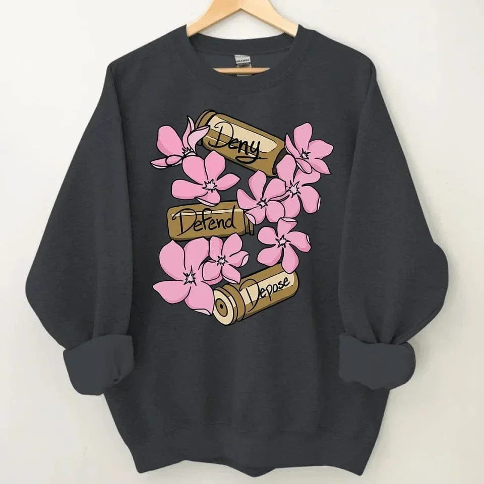 Deny,Defend and Depose Themed Bullet and Flower Clothing - A Gift For Friend,Family,Colleagues,Fellow Student,Roommates - Joliny