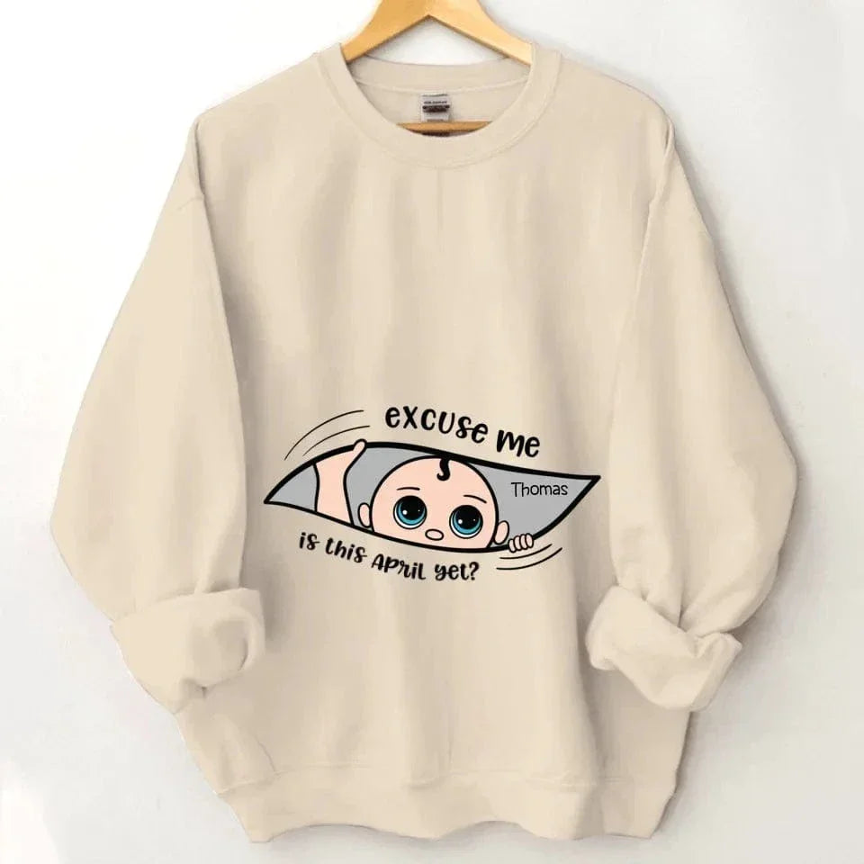 Customized Maternity Clothe - Personalized Cartoon Baby Image,Name and Month for Mom-To-Be Clothing - A Gift For Maternal,Wife - Joliny