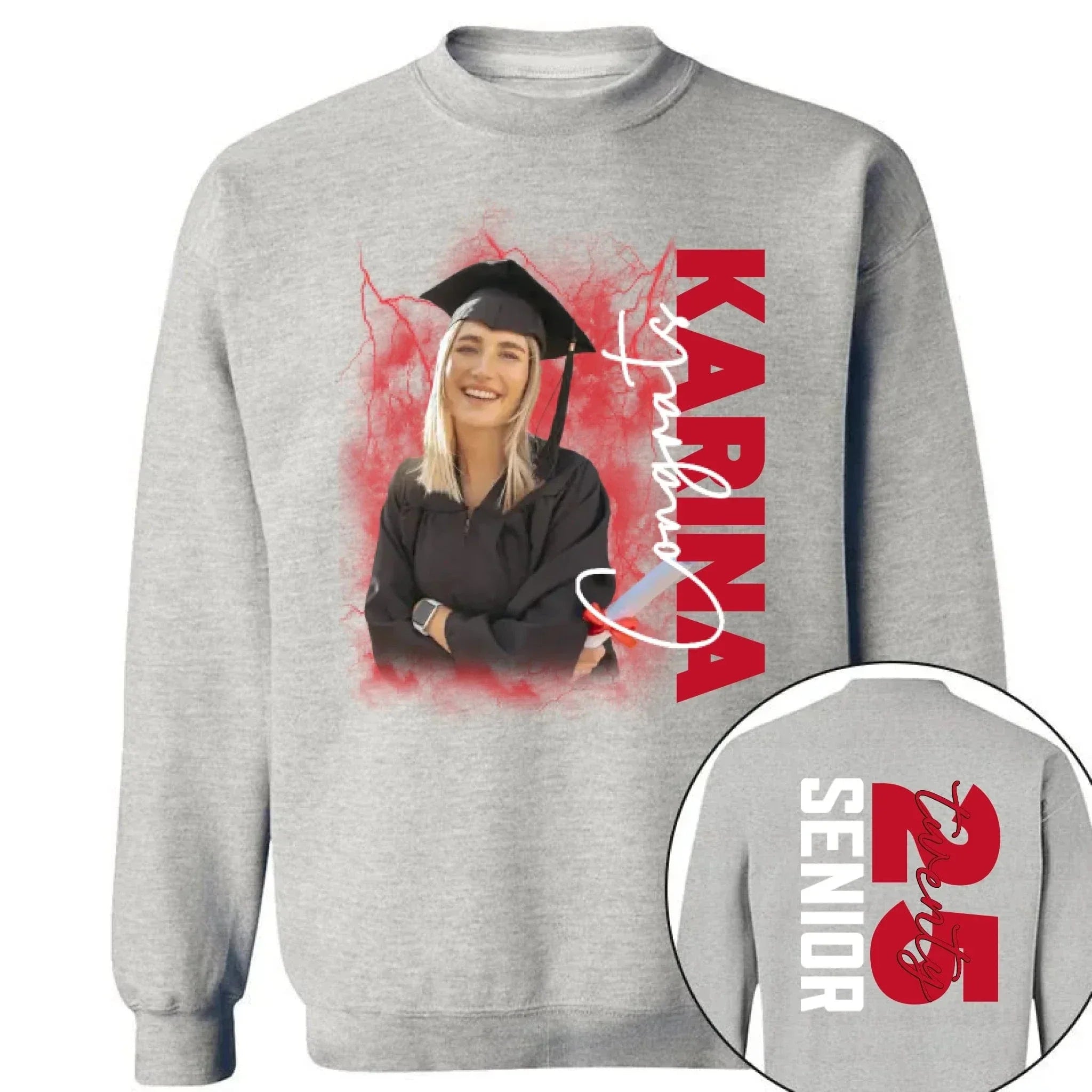 Customized 2025 Graduation Season T-shirt - Personalized Commemorative Graduation Clothing with Background,Photo,Name,Number and Text - Gifts for Family,Children,Grandchildren - Joliny