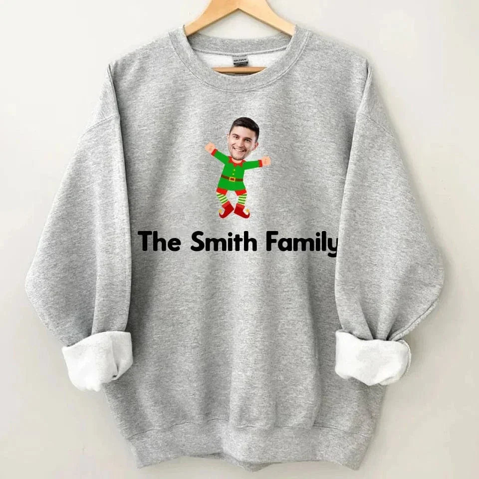 Customized Christmas Style Elf Costumes - Personalized Family Name And Photo Clothes - A Gift For Family,Team - Joliny