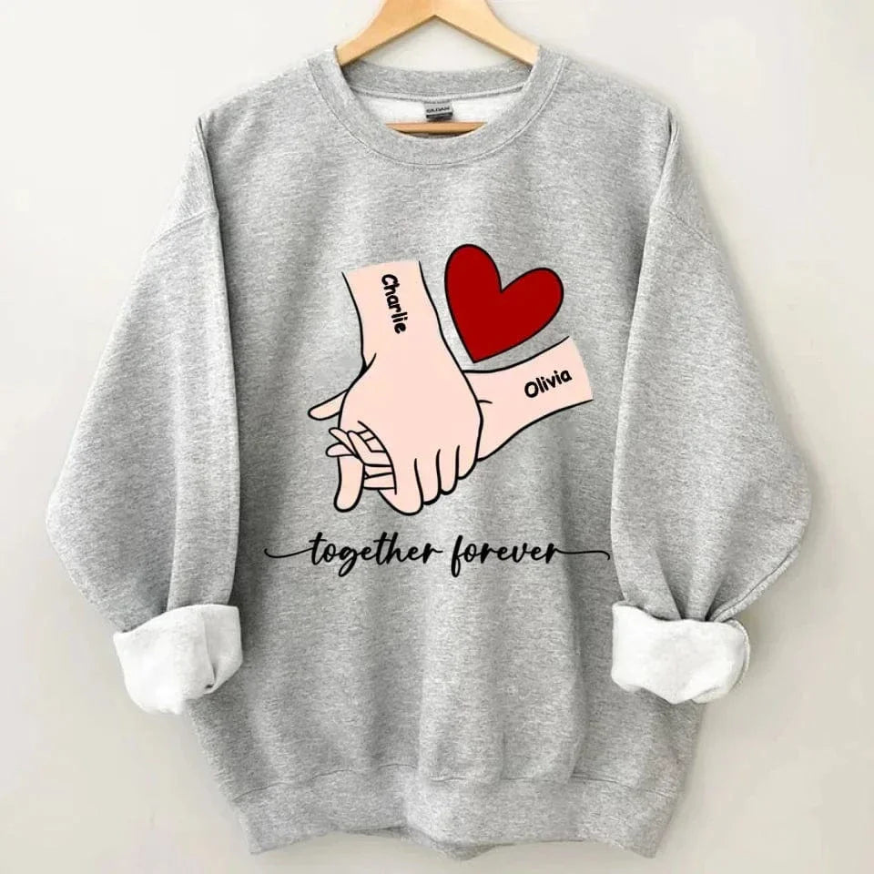 Customized Couple T-shirt - Holding Hands Love Pattern Costume with Personalized Name and Theme Text - A Gift For Boyfriend,Girlfriend,Husband,Wife - Joliny