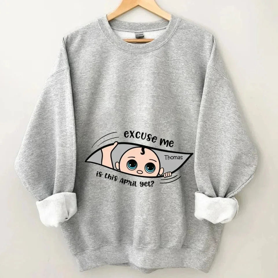 Customized Maternity Clothe - Personalized Cartoon Baby Image,Name and Month for Mom-To-Be Clothing - A Gift For Maternal,Wife - Joliny