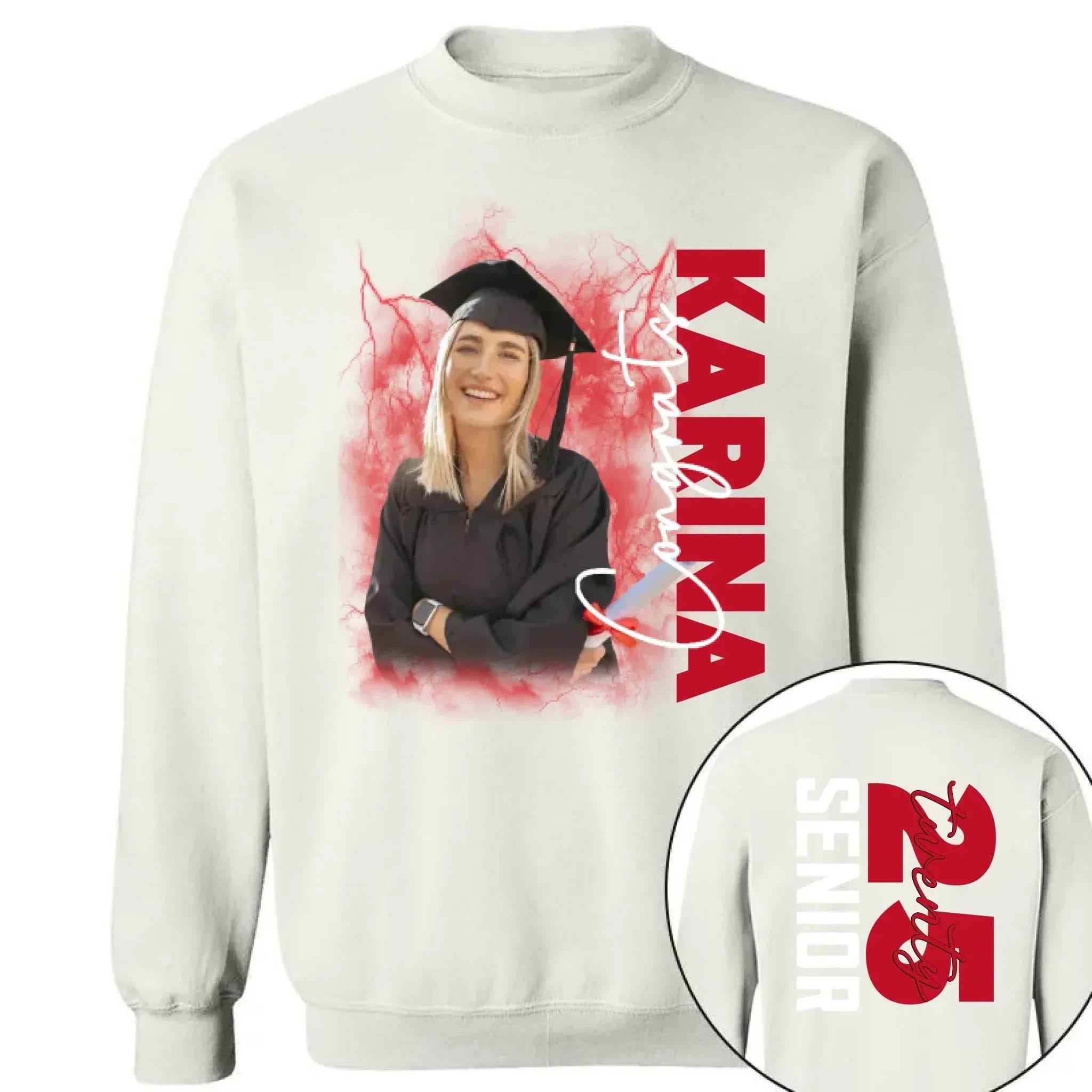 Customized 2025 Graduation Season T-shirt - Personalized Commemorative Graduation Clothing with Background,Photo,Name,Number and Text - Gifts for Family,Children,Grandchildren - Joliny