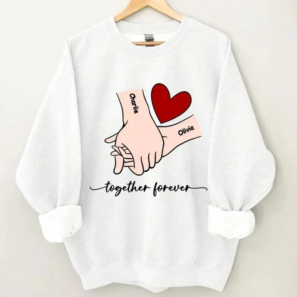 Customized Couple T-shirt - Holding Hands Love Pattern Costume with Personalized Name and Theme Text - A Gift For Boyfriend,Girlfriend,Husband,Wife - Joliny