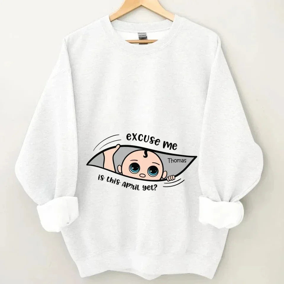 Customized Maternity Clothe - Personalized Cartoon Baby Image,Name and Month for Mom-To-Be Clothing - A Gift For Maternal,Wife - Joliny