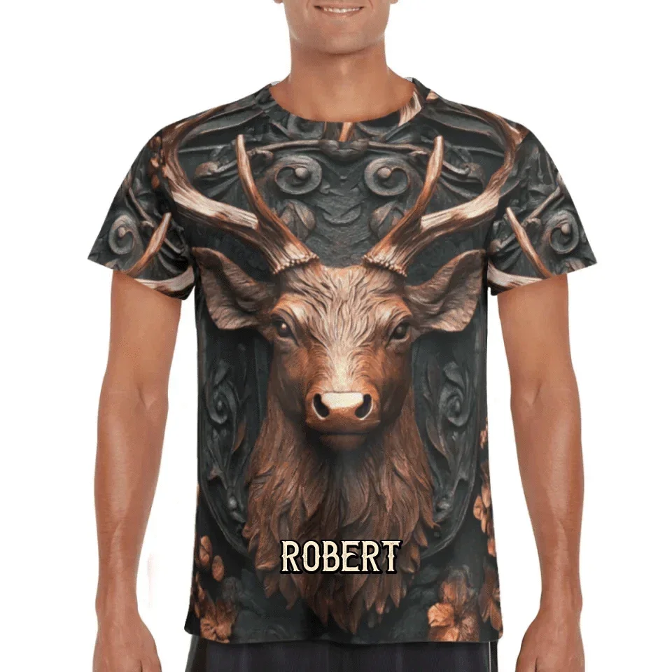 Custom Embossed Deer Pattern Clothing - Personalized Name Allover Printed Hunting Style Costume - A Gift For Friend,Hunting Lovers,Yourself - Joliny