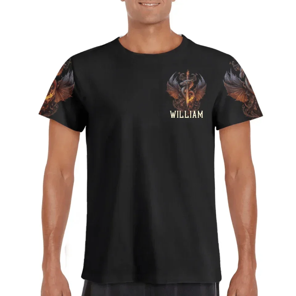 Customized Dragon Pattern Clothing - Personalized Name Oriental Dragon And Sword Full Width Printed Costume - A Gift Fmartial Arts Enthusiastor,Friend,Men - Joliny