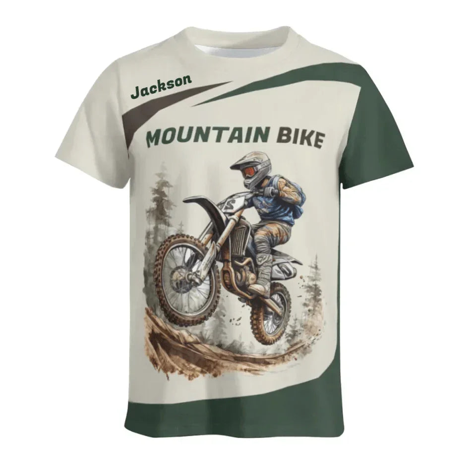 Customized Mountain Bike Themed T-shirt - Classic Mountain Colorways Apparel with Personalized Names - A Gift Mountain Bike Lover,Friend,Colleagues - Joliny