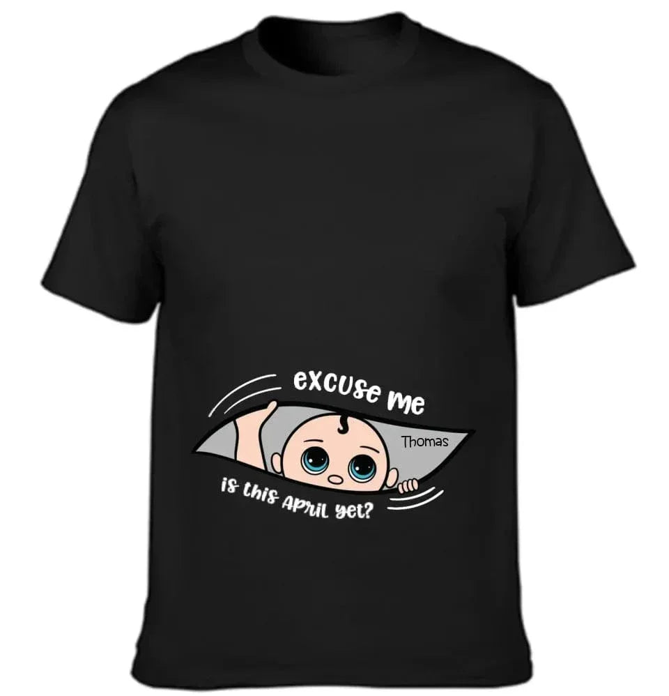 Customized Maternity Clothe - Personalized Cartoon Baby Image,Name and Month for Mom-To-Be Clothing - A Gift For Maternal,Wife - Joliny